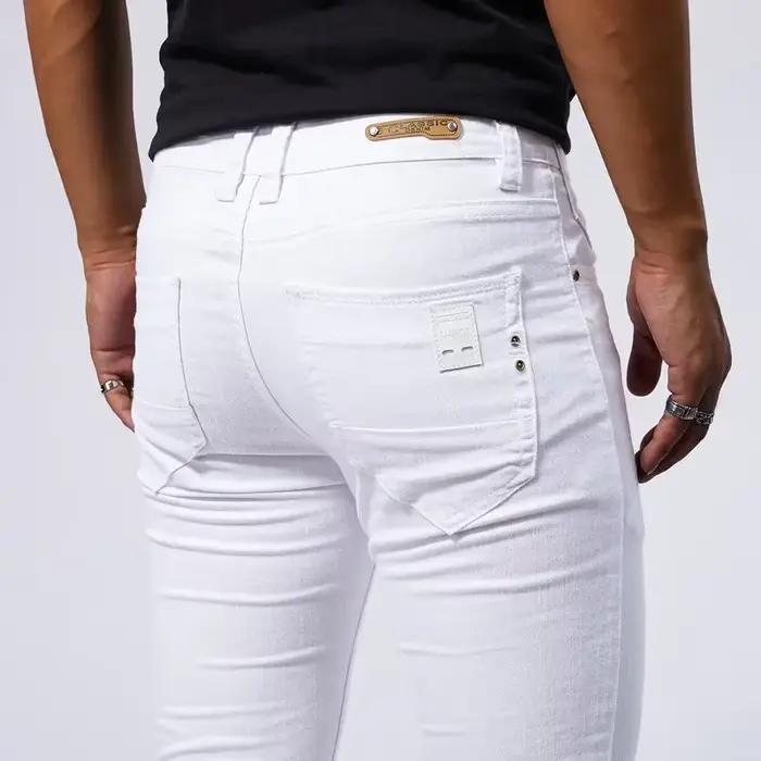 Jeans décontractés blancs AIQUIIN pour homme, coupe slim extensible, élégants et durables, pantalon droit pour toutes les occasions, toile épaulée, ajustement parfait, style urbain