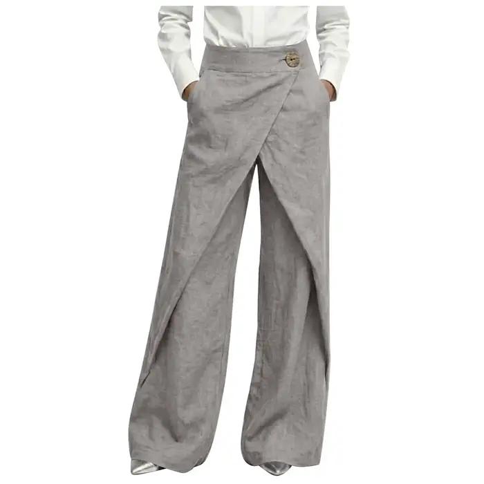 Pantalon large en lin pour femme