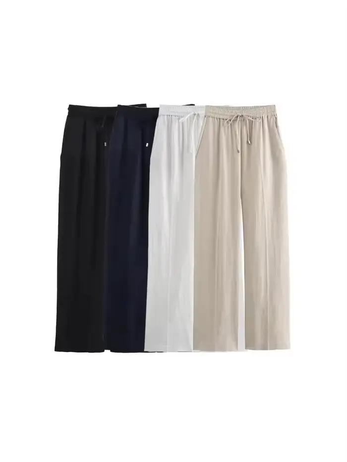 Pantalon droit avec poches avant pour femmes