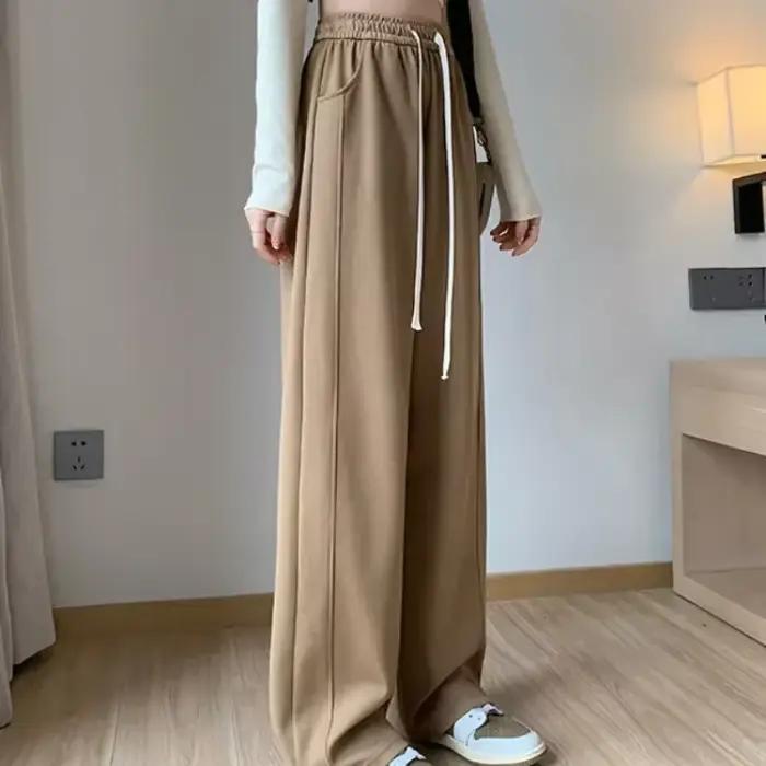 FjBaggy-Pantalon taille haute pour femme