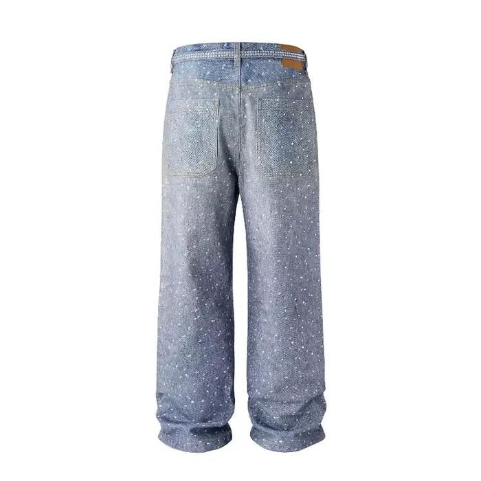 Jean imprimé Deeptown Blue Rhinestone pour femme