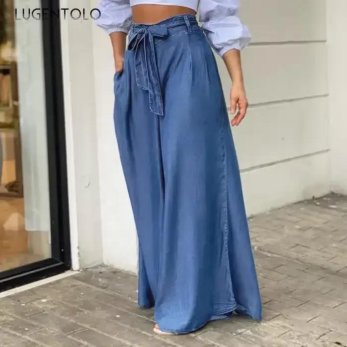 Jean en denim taille haute pour femme