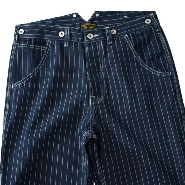 Jean Amekaji en Denim Bleu Brut Style Décontracté avec Rayures Verticales pour Hommes Occasions Quotidiennes et Spéciales