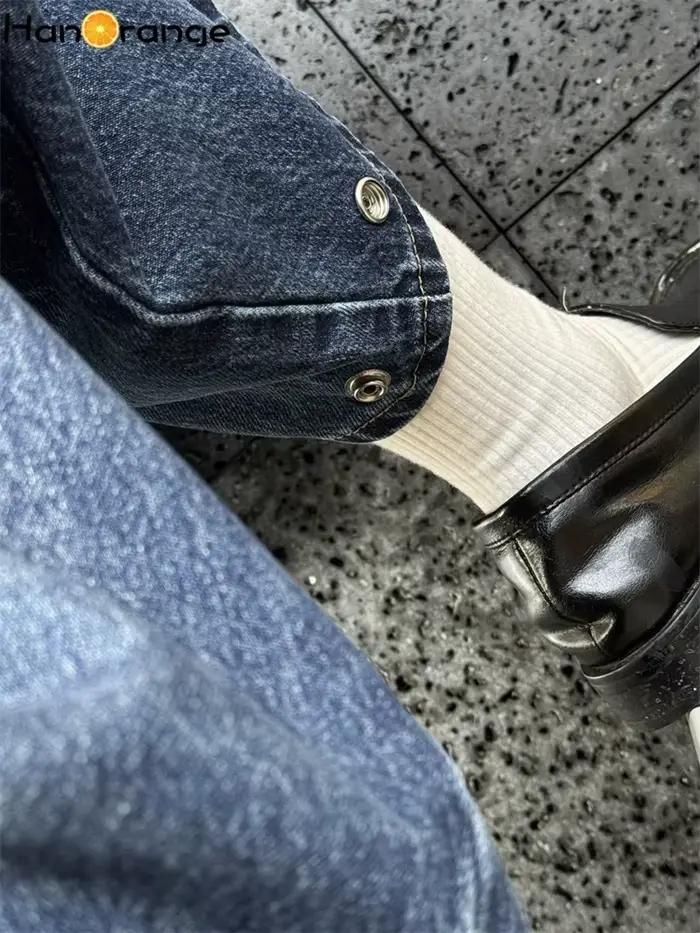 Début du printemps Simple décontracté ample droite cheville longueur jean femmes