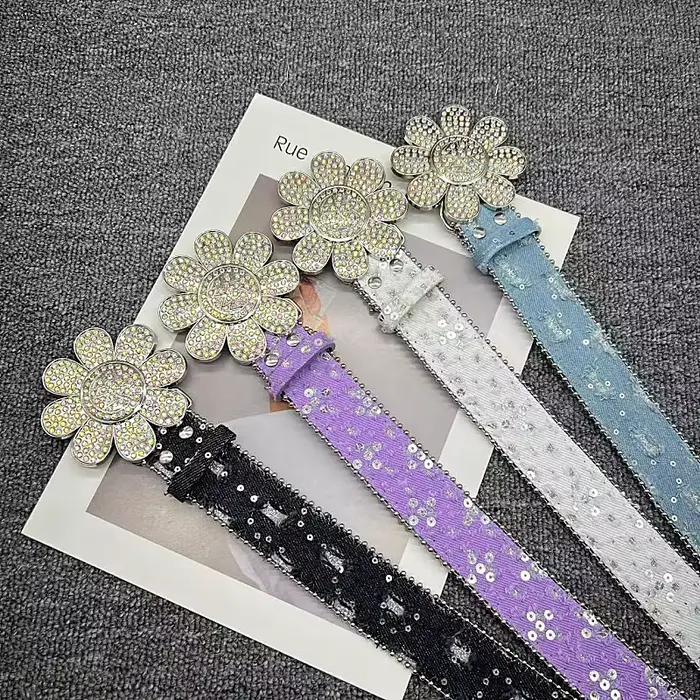 Ceintures en Jean à rivets en tissu Denim pour femmes