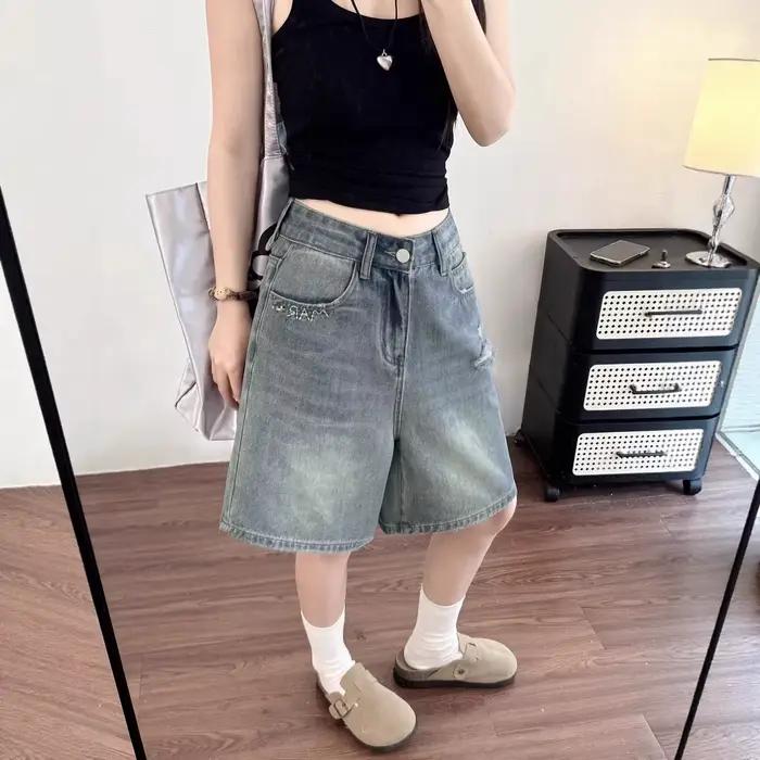 Jean en denim déchiré pour femme