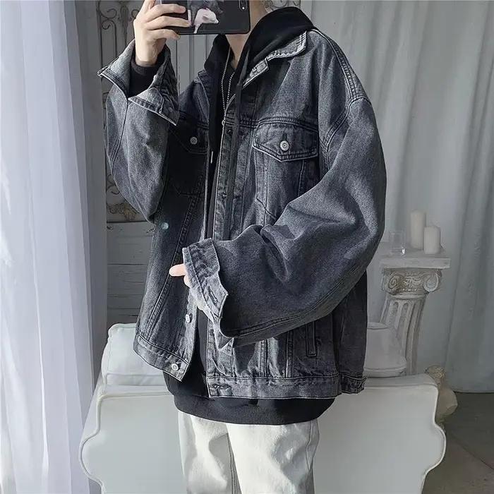 Imprimés Style Vintage Denim Jacket Men Korean adt Casual Wash Button Down Jean CombFemale M-2XL Spring Autumn New