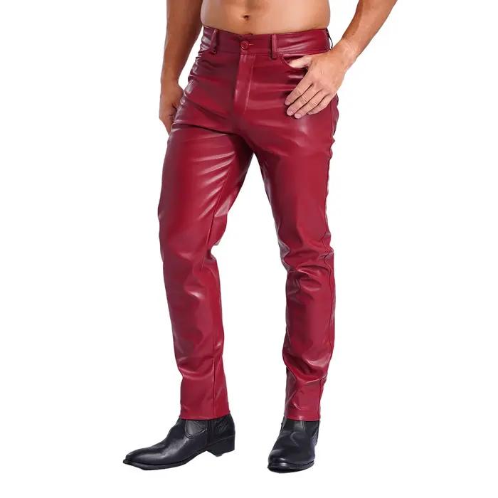 Pantalon en similicuir pour homme avec poches