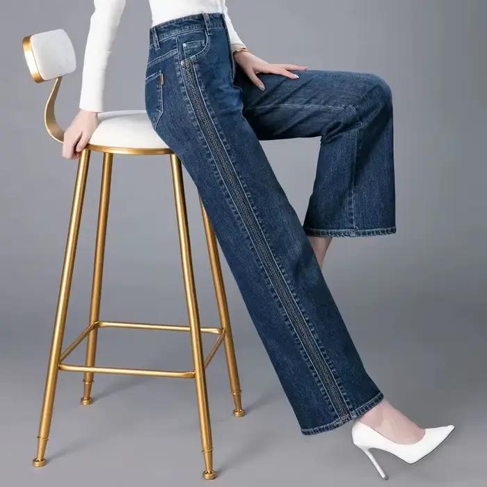 Coréen dames loisirs jean pantalon automne hiver féminin grande taille 6XL Denim