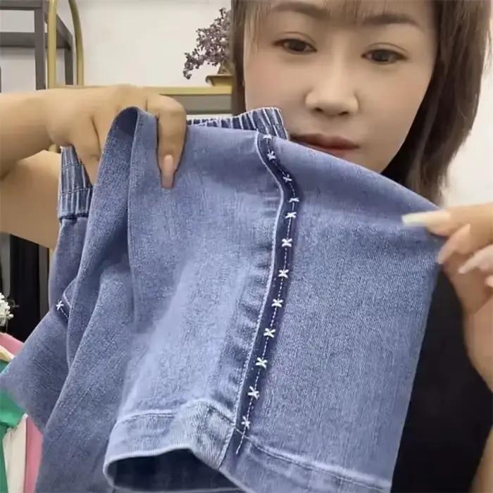 Nouvelle mode jean femmes 2025 printemps automne coréen sauvage taille élastique droite cheville longueur pantalon