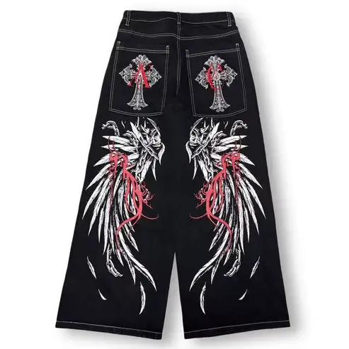 Jean ample rouge style hip-hop pour homme