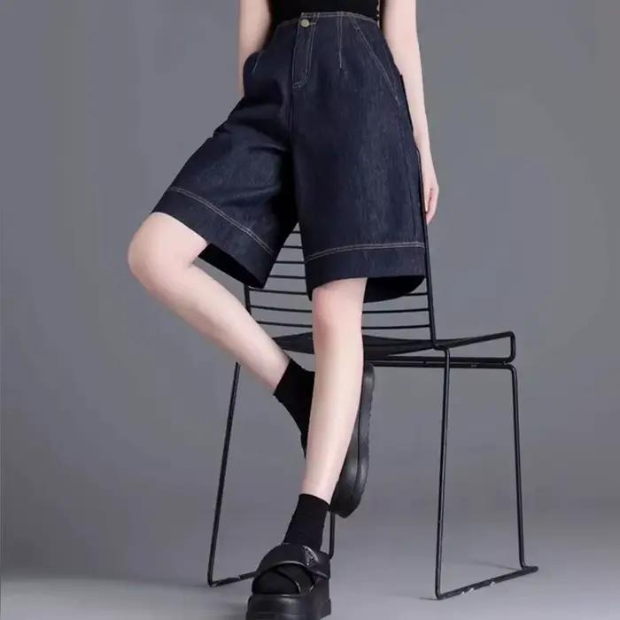 Dames jean court 2025 printemps automne ample haute qualité femmes Denim pantalon droit être tout-match loisirs dame
