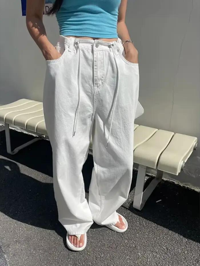 Jean droit rétro taille haute pour femme