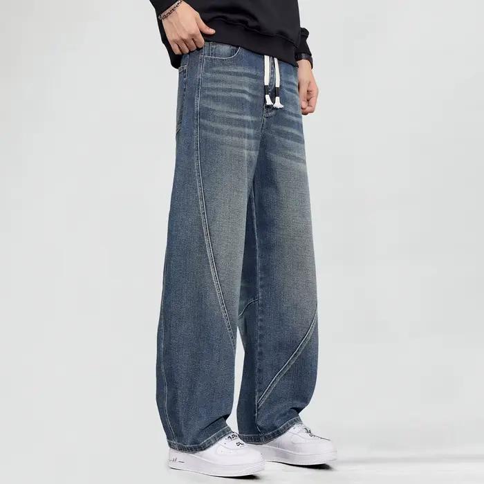 Jean droit extra long pour hommes grands formats denim haute qualité style décontracté occasions spéciales