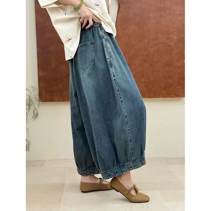 Masss Wasss Pantalon en jean vintage coréen pour femme