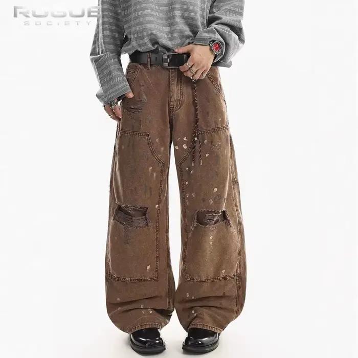 Jeans Y2K High Street à effet éclaboussures de peinture