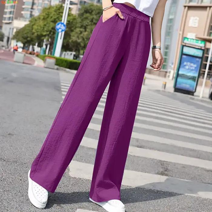 Pantalon large taille haute pour femme