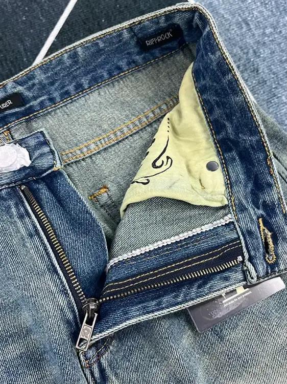 Amekaji lourd 100% coton rétro japon Style Vintage bleu décontracté Denim jean pour hommes printemps mince droit lavé pantalon
