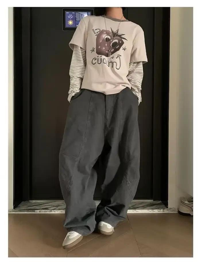 Jean Cargo délavé Vintage Y2K pour femmes