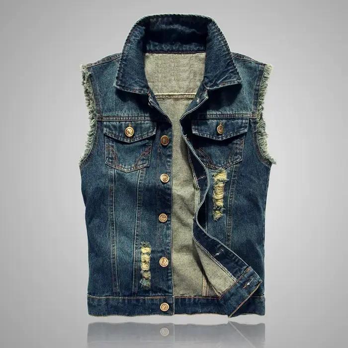 Gilet en jean pour homme style coréen sans manches coupe ajustée veste en jean grande taille décontractée pour printemps été automne vêtements de travail 6XL occassionnels quotidiennes