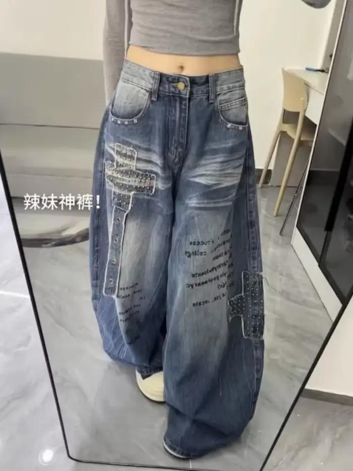 Jean baggy Y2K Harajuku pour femme