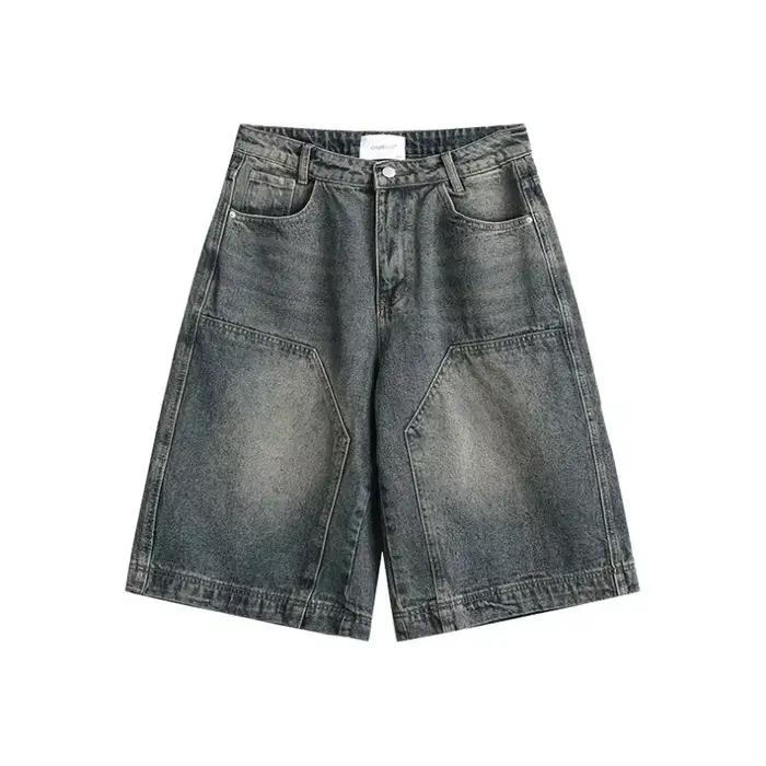 Femmes Y2K Vintage Baggy Jean Shorts Lavé Jambe Large Capri Pantalon Décontracté Baril Jeans Denim