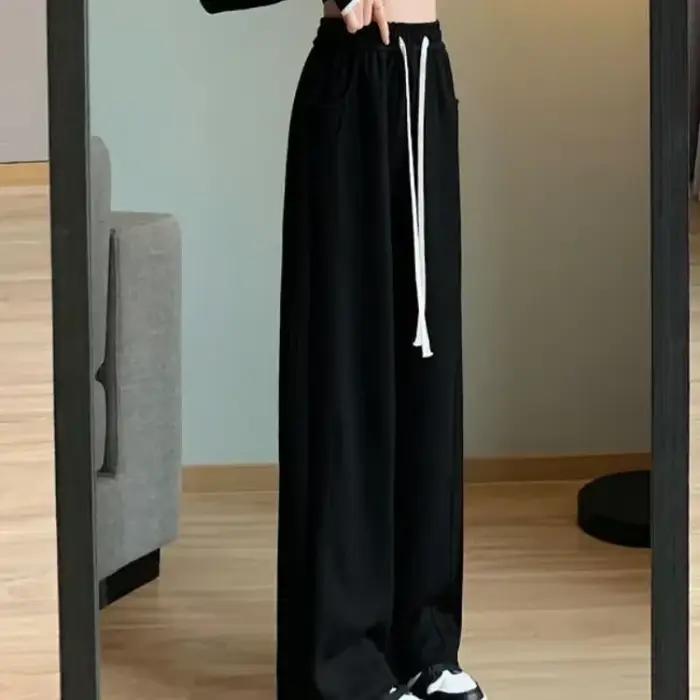 FjBaggy-Pantalon taille haute pour femme