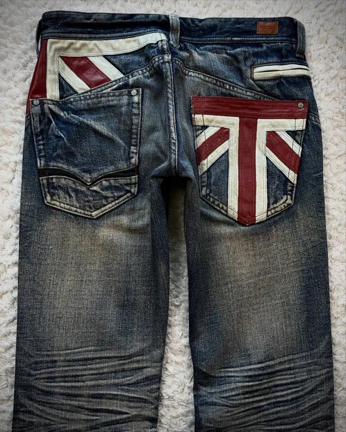Jean en denim Y2K délavé bleu décontracté pour femme
