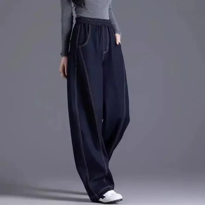 Jeans femmes 2025 pantalon à jambes larges ample taille haute coton denim décontracté printemps automne occassions variées