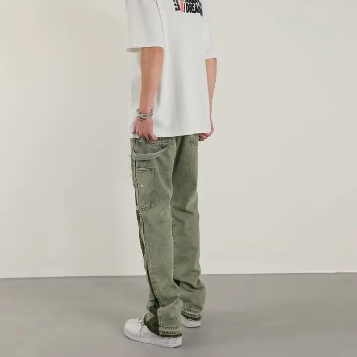 DistMurcia-Jean Denim Évasé Vert Graffiti pour Homme