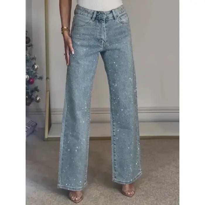 Jeans Stretch Femme Taille Haute Vintage Streetwear Polyester Coton Occasions Spéciales