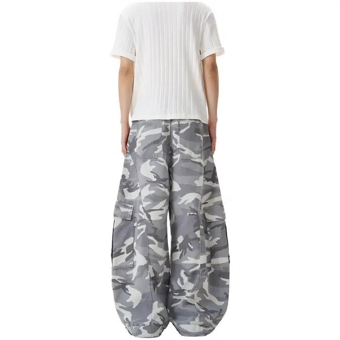 KISKO American High Street Washed Camouflage Wide Leg Knife Edge Jeans Straight Loose Trousers for Men And Women Trendy Brand