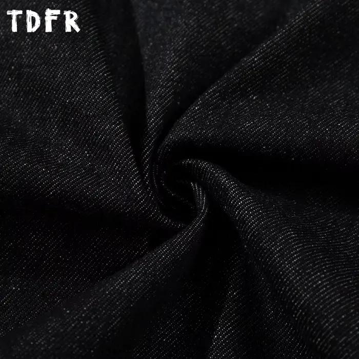 Bouton jean foncé hommes rétro décontracté ample jambe droite