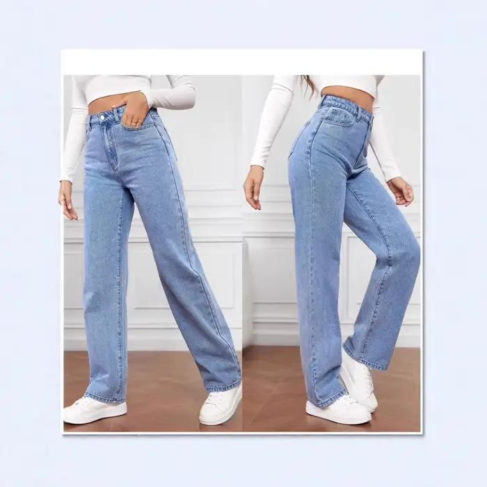 Nouveau Jean en Denim Taille Haute Coupe Droite Femme 2025 – Tendance
