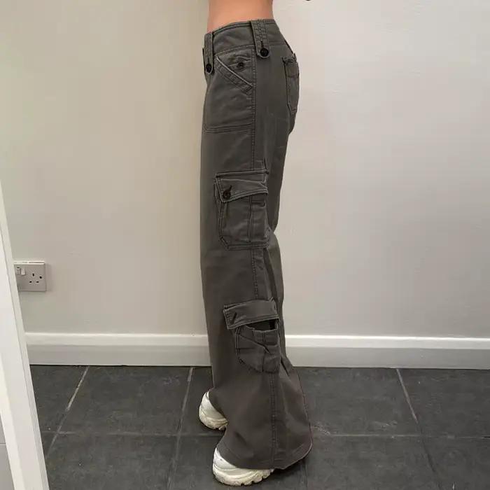Jean rétro à taille basse avec poches
