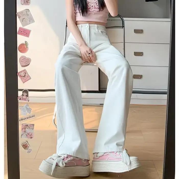 Offre spéciale femmes classique mode jambe droite jean dame taille haute décontractée Denim pantalon femme confortable
