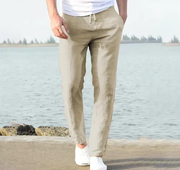 Pantalon en coton et lin pour homme