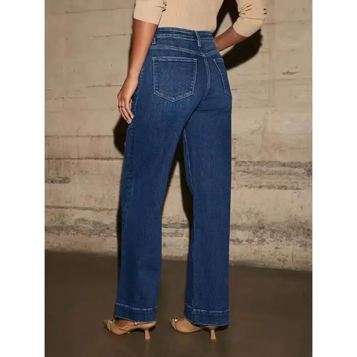 Jean droit ample à jambes larges pour femmes, nouvelle collection 2025