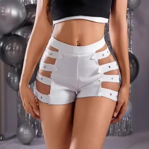 Shorts taille haute JCLOTHZI sexy et évider pour femmes, occassions spéciales, été 2025, noir, blanc, beige, junior, élastique, confortable, durable