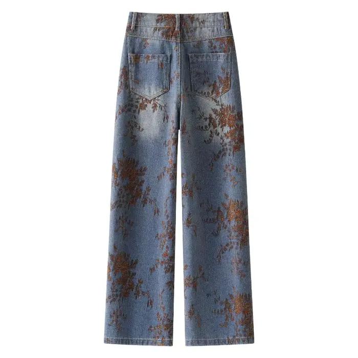 Jean Jacquard Vintage délavé pour femme