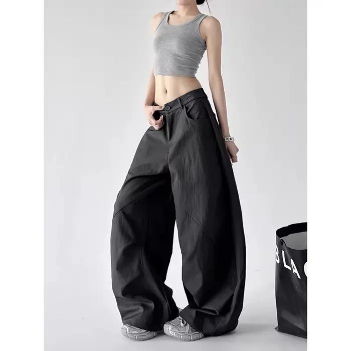 Pantalon ample Y2K kaki décontracté pour femme YIBASHU