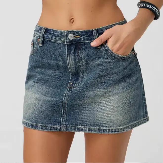 Jupe en jean délavé pour femmes