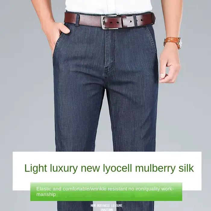 Jean droit gris clair pour homme décontracté et élégant, léger et extensible, pour printemps et été, occasions professionnelles et détente
