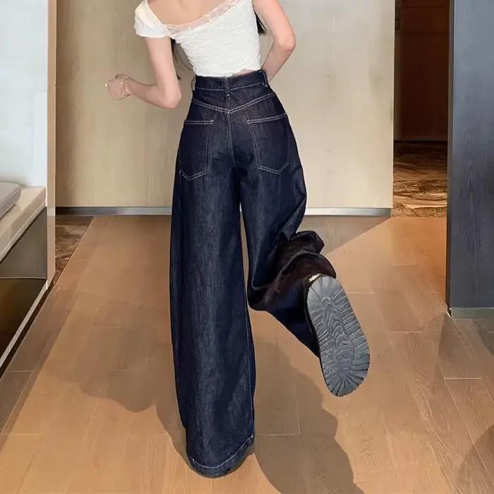 Lucyever-Jean Vintage Délavé à Jambes Larges pour Femme