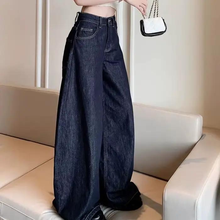 Lucyever-Jean Vintage Délavé à Jambes Larges pour Femme