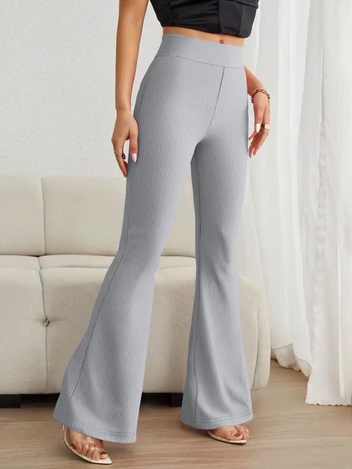 Pantalon évasé amincissant toute l'année polyester élasthanne haute élasticité tricoté pour femmes occassions décontractées