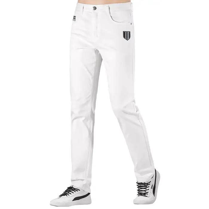 Bruce & Shark Jean Blanc Hommes Décontracté Et Élégant Pour Occasions Quotidiennes Blanc Coupe Ample Tissu Doux Élastique Pour Activités Physiques Et Style Moderne