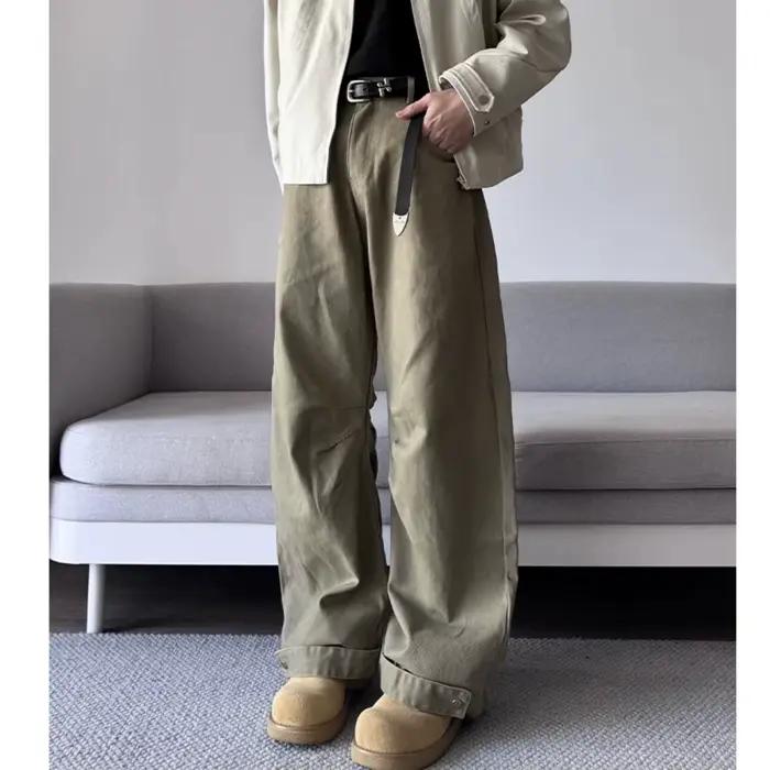 2025 NOUVEAUX pantalons Unisexe jambe droite coupe ample coton
