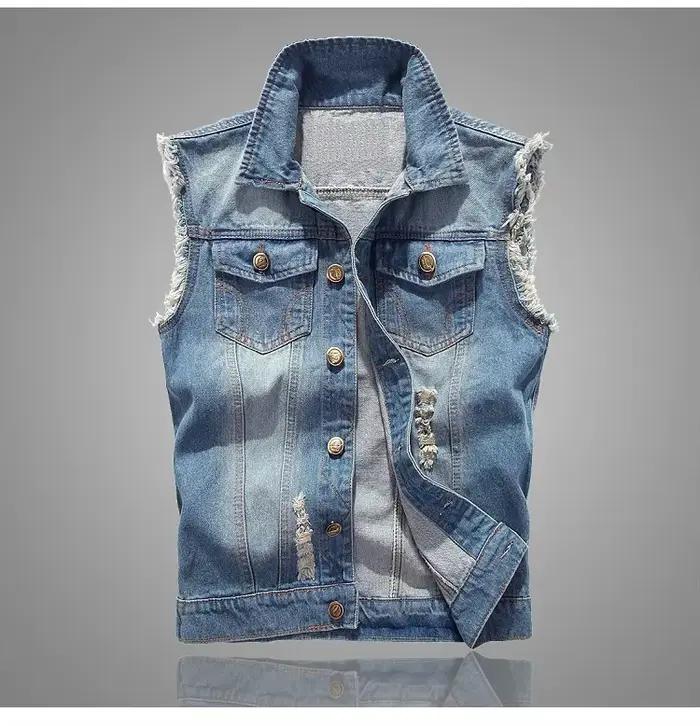 Gilet en jean pour homme style coréen sans manches coupe ajustée veste en jean grande taille décontractée pour printemps été automne vêtements de travail 6XL occassionnels quotidiennes
