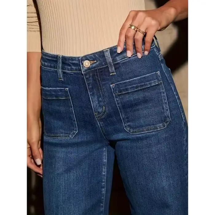 Jean droit ample à jambes larges pour femmes, nouvelle collection 2025